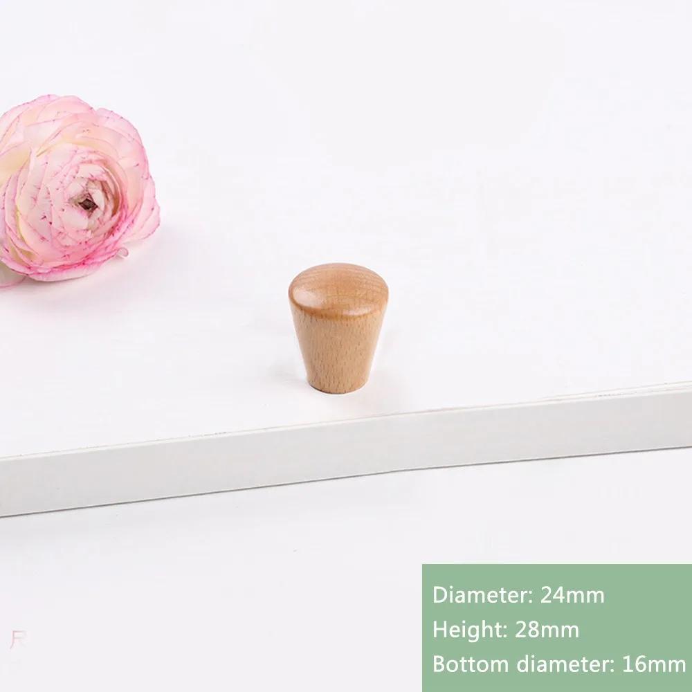 Dřevěná rukojeť nábytku Knoflík zásuvky Dveřní úchyt skříně šatní skříně Jednoduchý/dvojitý otvor Rukojeť z bukového dřeva Odolný domácí kování