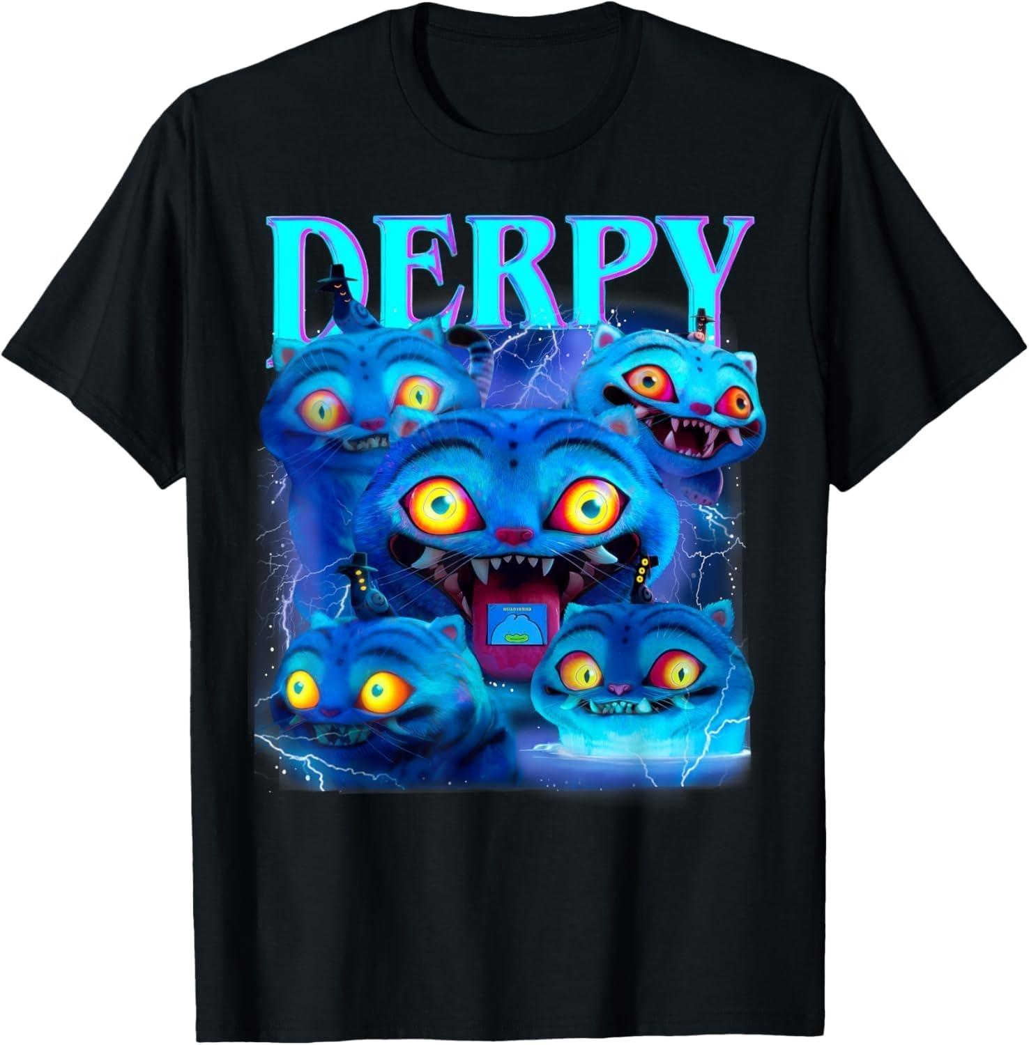 Pertmunsv Derpy Tiger Graphic Art Funny Cat Gifts for Men Women Kids T-Shirt S чёрный