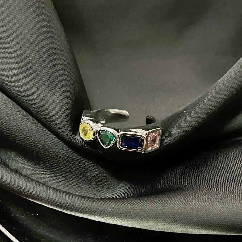 Impression Garden Dopamine Color Zir*****Pen Ring Women'S Niche Design High-End Jewelry Personalized Index Finger Ring