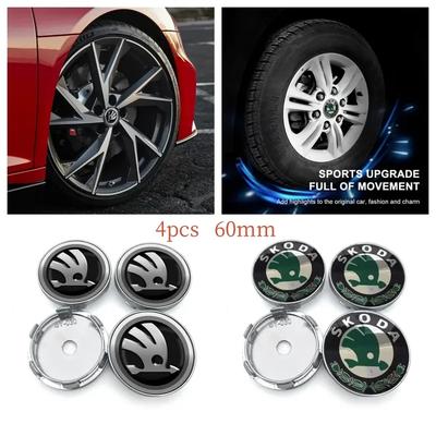 60mm Car Wheel Center Hub Cap Sticker Rim Cover Emblem Decal For Skoda Octavia Fabia Kamiq Kapoq Kodiaq Rapid SCALA Superb