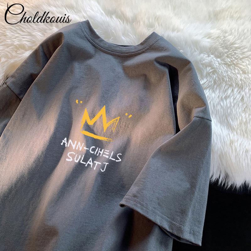 

Простая футболка Мужская с принтом Летняя Модная Хлопковая с коротким рукавом Свободная Модная Дышащая футболка XXXL