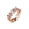Hollow Branch and Leaf Ring with Zirconia Stones Commuter Fashion Rose Gold Olive Branch Design