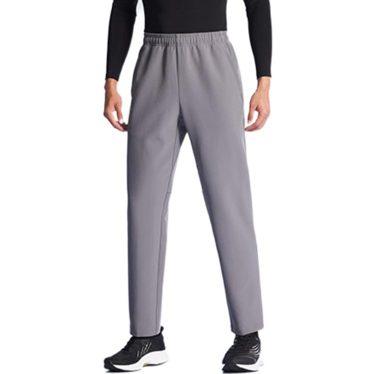 Anta Solid Color Drawstring High Waist Straight Leg Sports Pants Men Pants Gray 152247512S-2