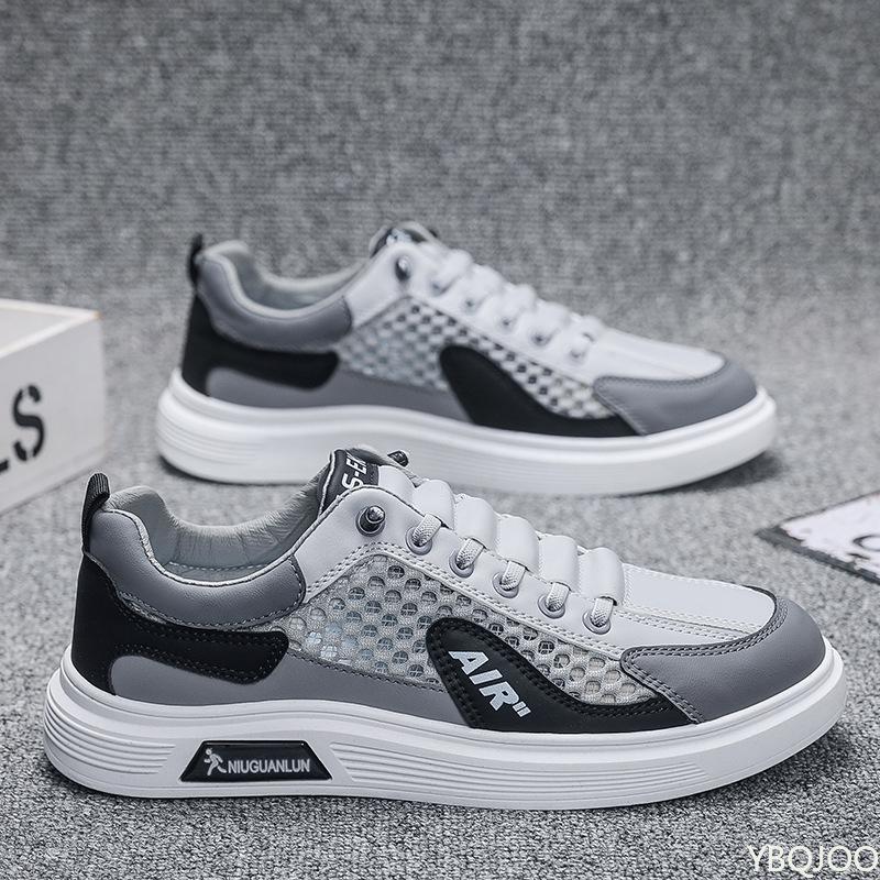 

Трендове чоловіче взуття Літнє Нове Сітчасте Дихаюче Модне Універсальне Протиковзне Повсякденне Спортивне Вулканізоване Взуття Чоловіче Люкс 39 сірий