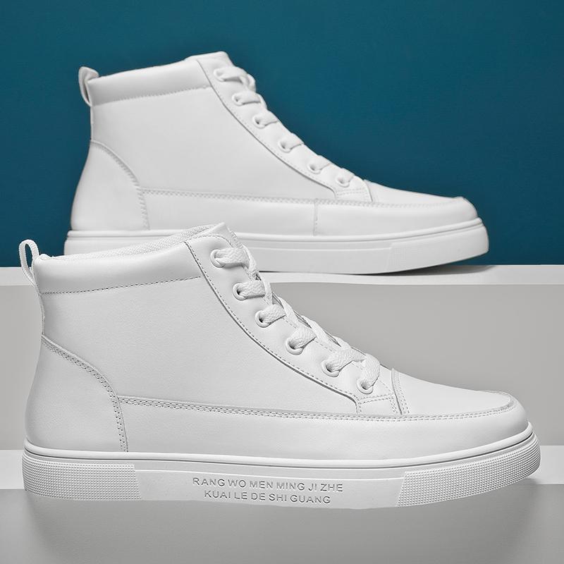 Par Sportskor Läder Casual Plattformsneakers för Kvinnor Höga Toppar Herrskor