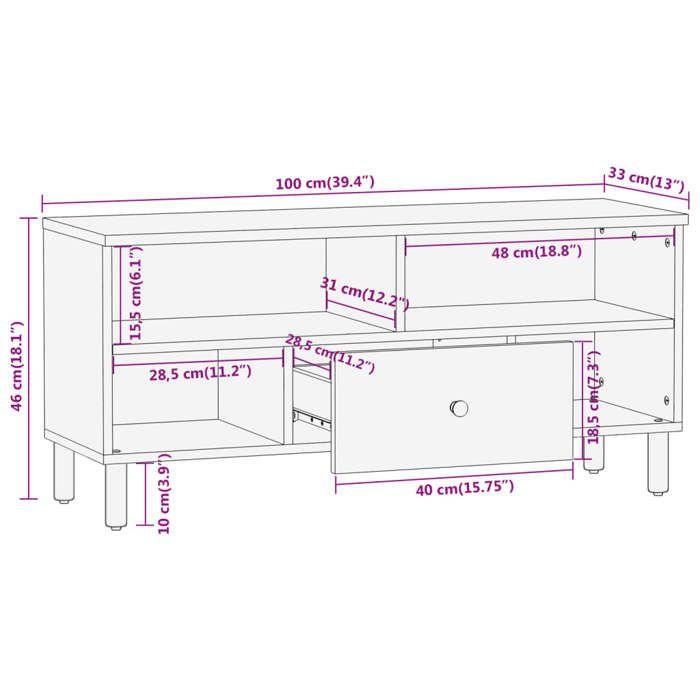 VidaXL Meuble TV, Armoire de Télévision avec Pieds, Meuble Télé avec Rangement Salon Salle de Séjour Intérieur, Bois Massif 356907