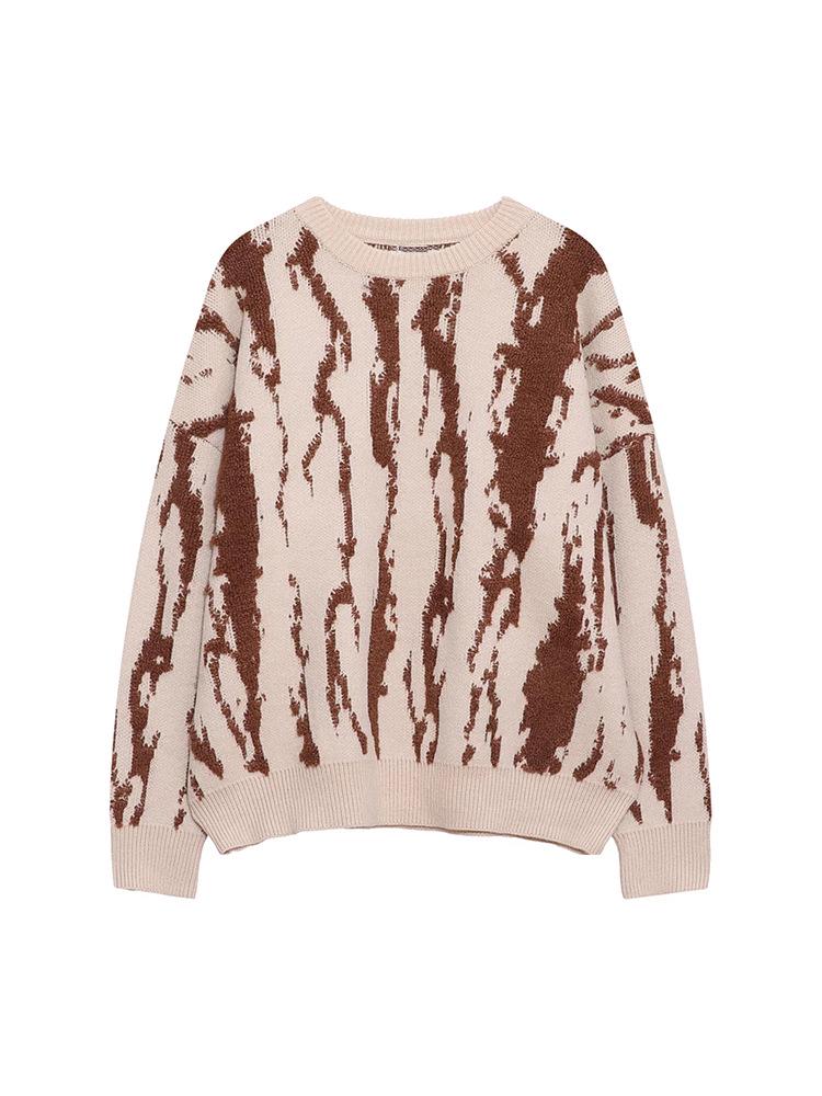 Unisex Hip Hop Loose Fit Jacquard Sweater for Autumn/Winter
