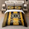 Set Biancheria da Letto Personalizzato Modello Boston Bruins, Stampa Nome Testo 1 Copripiumino più 2 Federe Tessile per la Casa