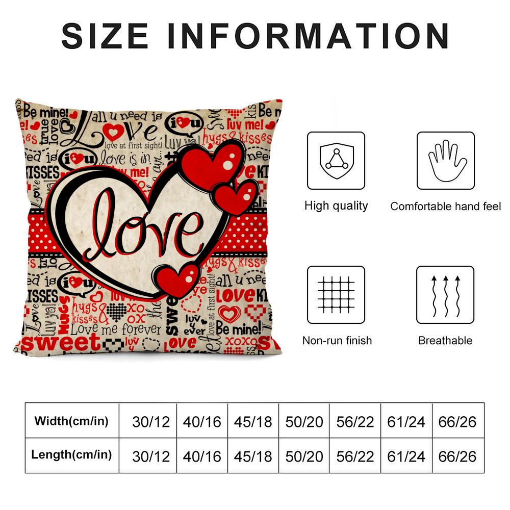 Happy Valentine'S Day Cushion Cover Silky Short Plush Double-Sided Printed Pillow Case For Sofa All Seasons Home Decor Gift