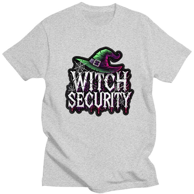 Custom Trendy Witch Security Halloween Joke T Shirt Men Short Sleeve Pure Cotton Tshirt Leisure Tee Tops Streetwear Tshirt