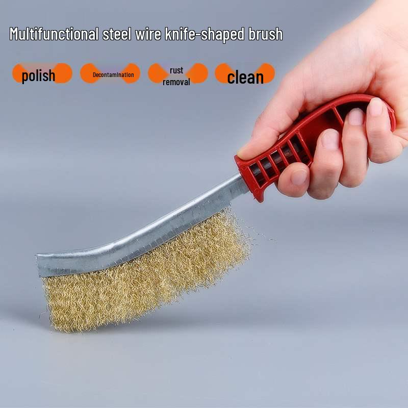 Knife-Shaped Steel Wire BBQ Brush with Plastic Handle for Rust Removal