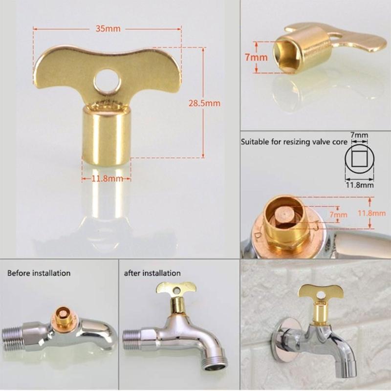 Square Socket Brass Radiator Keys Plumbing Bleeding Key Water Tap Key For Air Valves Plumbing Tool 7mm Hole core