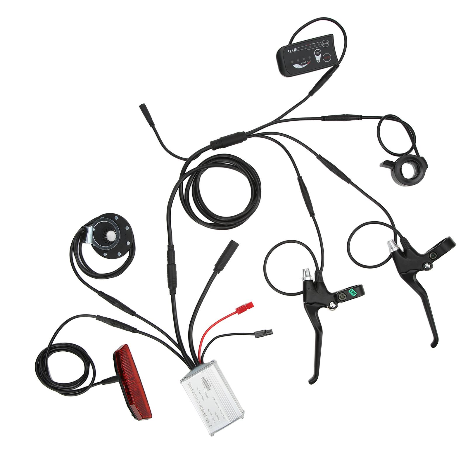 

Bike 15A Waterproof Controller with S810 Panel 130X Thumb Throttle 8C Speed Assist Brake Handle 1 to 5 Connector Tail Lamp for 36V/48V 250W Motor