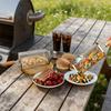 Stainless Steel Rolling BBQ Basket with Wooden Handle Rotating Grill Cage for Camping Picnics Space-Saving Nesting Design Grilling Basket for