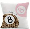 Lucky Leopard Pillow Cover Pink Trendy 8 Ball Playing Card & Lip Print Square Cushion Case Soft Decorative Pillowcase