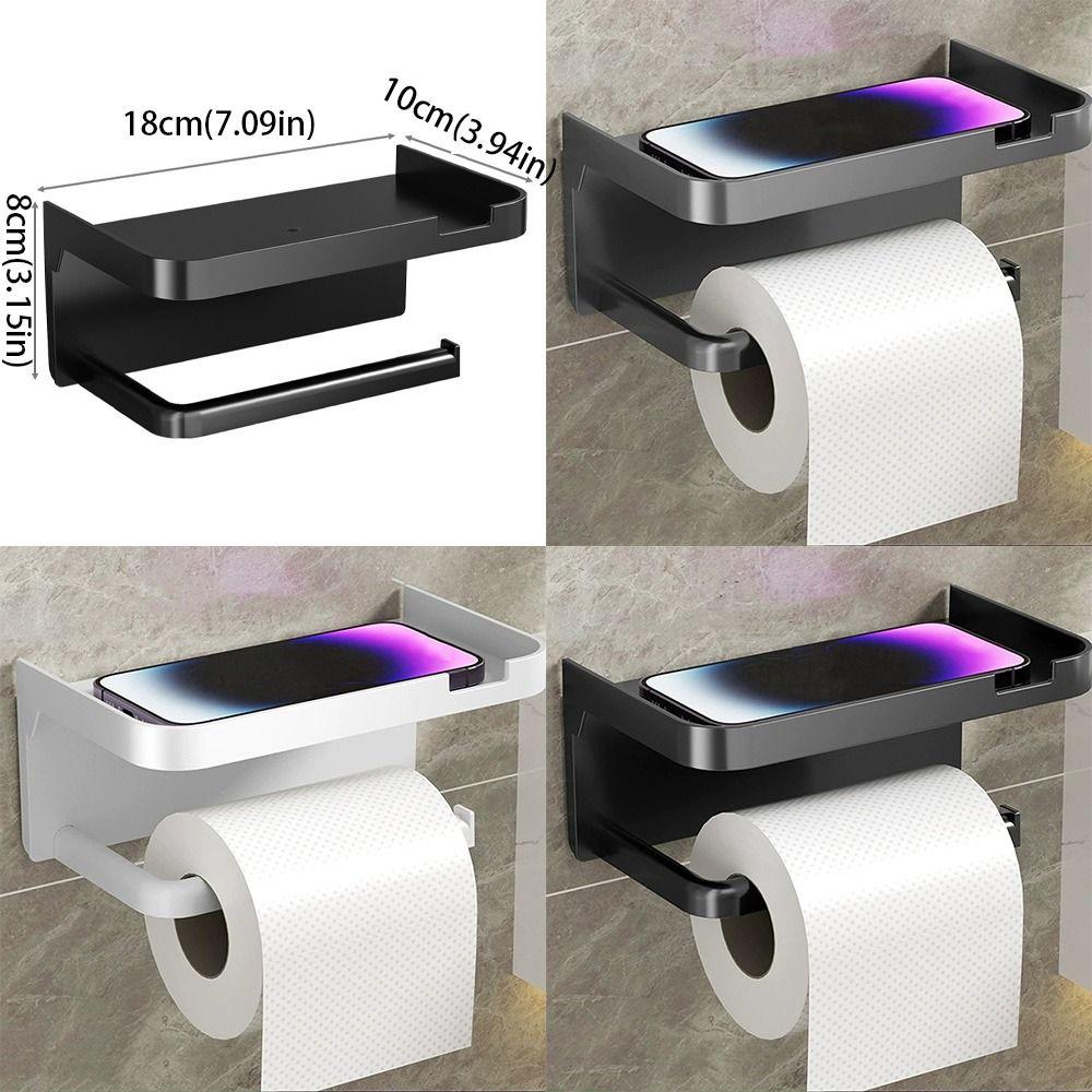 Space Saving Toilet Paper Holder Wall Mounted Storage Shelf Large Paper Roll Holder  Bathroom