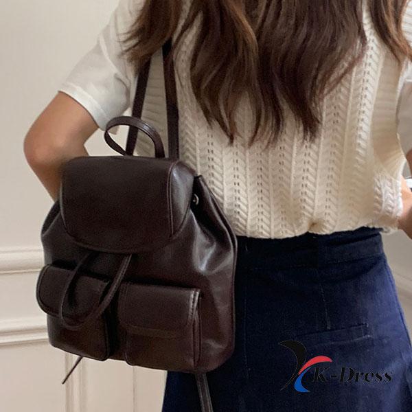 Rucksack mit Kordelzug, glänzende Tasche, Mini-Riemen, Leder, Mini-Tasche