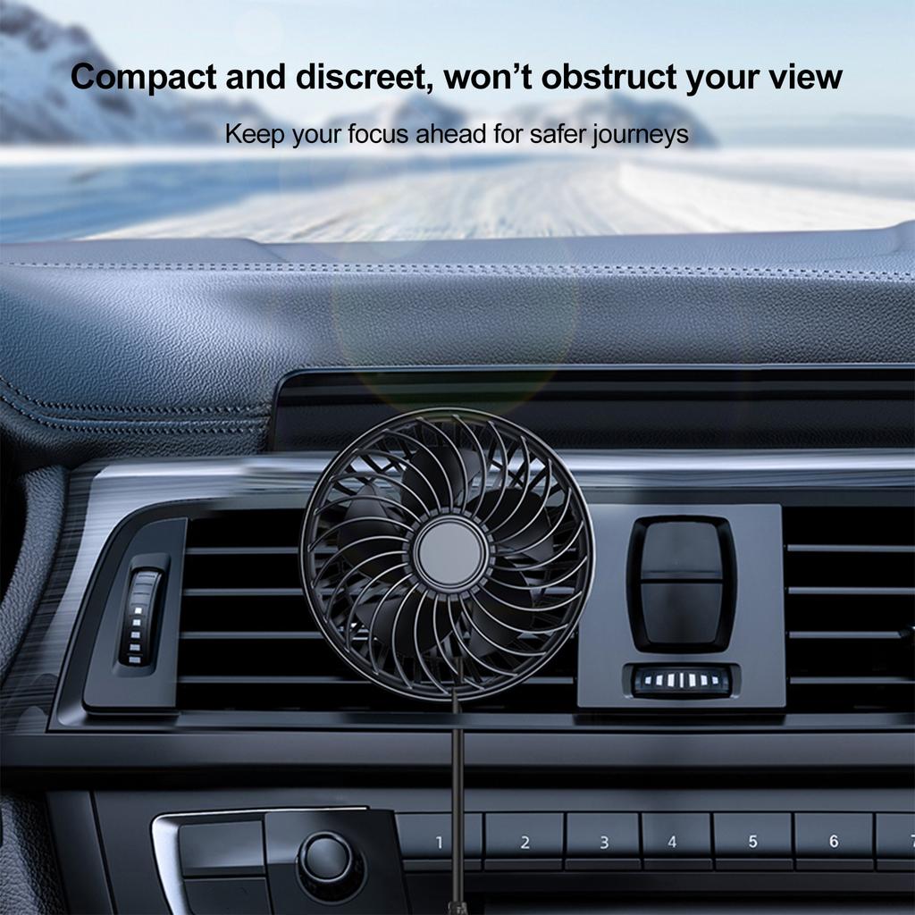 Universal Car Cooling Fan Single Head 360 Rotating 3-speed Adjustable Ventilation Fan Strong Wind Electric Mini Car Fan Cooler