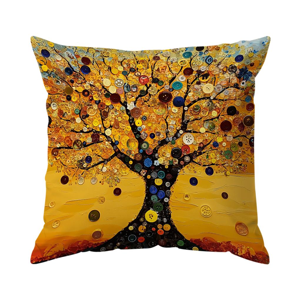 Retro Tree Of Life Cushion Pillowcase Printed Polyester 45X45Cm Throw Pillowcover Decorative Sofa Cushion Pillowslip Home Decor