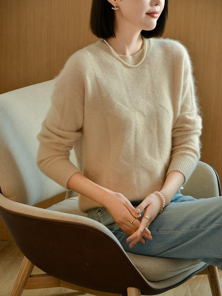 Dámský kašmírový svetr Qinghe kašmír 30% kašmír 70% vlna podzimní a zimní kašmírový svetr měkký a teplý