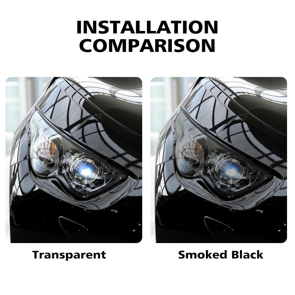 Pre-Cut TPU Headlight Protective Film For Infiniti QX70 S51 2014-2024 Smoke Black High Gloss Anti-Scratch Vinyl Wrap Cover Kit