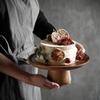 Japanese-style Acacia Wood High Foot Cake Plate Wooden Tray Decoration Wedding Dessert Plate Home Fruit Snack Tray Home Decor