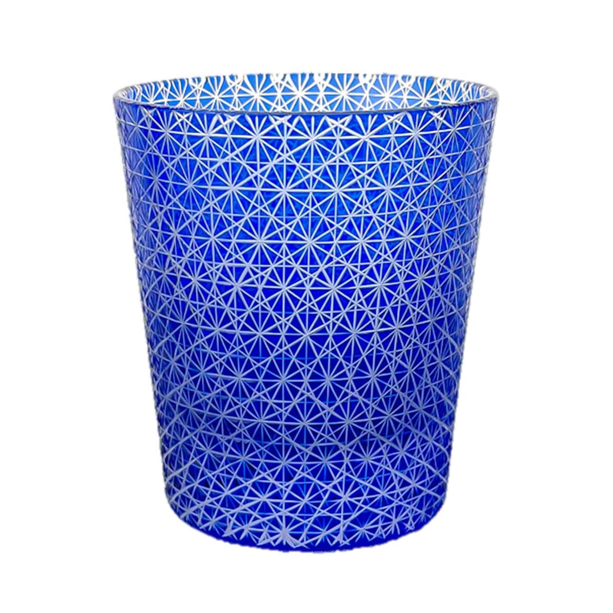 

Retro Kiriko Glass Small Current Model J-kitchens Cup, 80xH90mm, 220cc, Line-Engraved Pattern, Blue, Kasho,