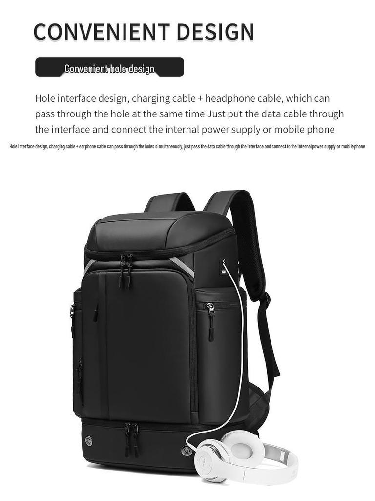 Men’s Large Capacity Sports Travel Backpack: Lightweight, Wet/Dry Separation, Business Trip & School Computer Bag