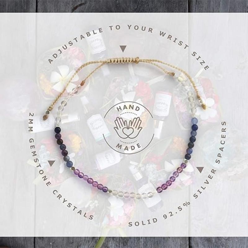 Náramek se 7 čakrovými korálky z přírodního kamene s pletenou šňůrkou, léčivý vyrovnávací náramek, náramky s 2mm korálky, náramek na ruku pro ženy