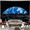 Moon Surface Views Earth Universe Starry Sky Tapestry, Cosmic Wall Hanging for Bedroom Living Room Dorm