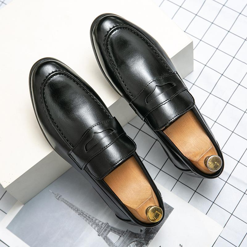 Mens Dress Shoes Pu Leather Fashion Men Business Dress Loafers Pointy Shoes