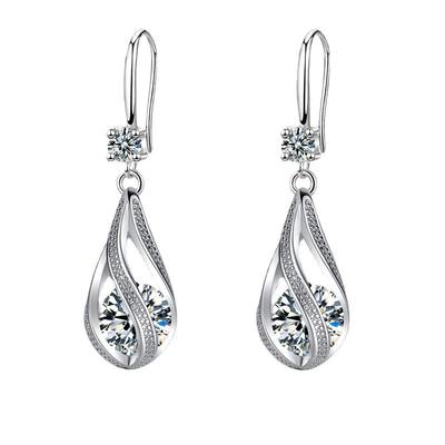 Feine Neue Sterling Luxus Kristall Zirkon Ohrringe Anhänger für Frau Süßer Verlobungs-Hochzeitsschmuck Geschenk