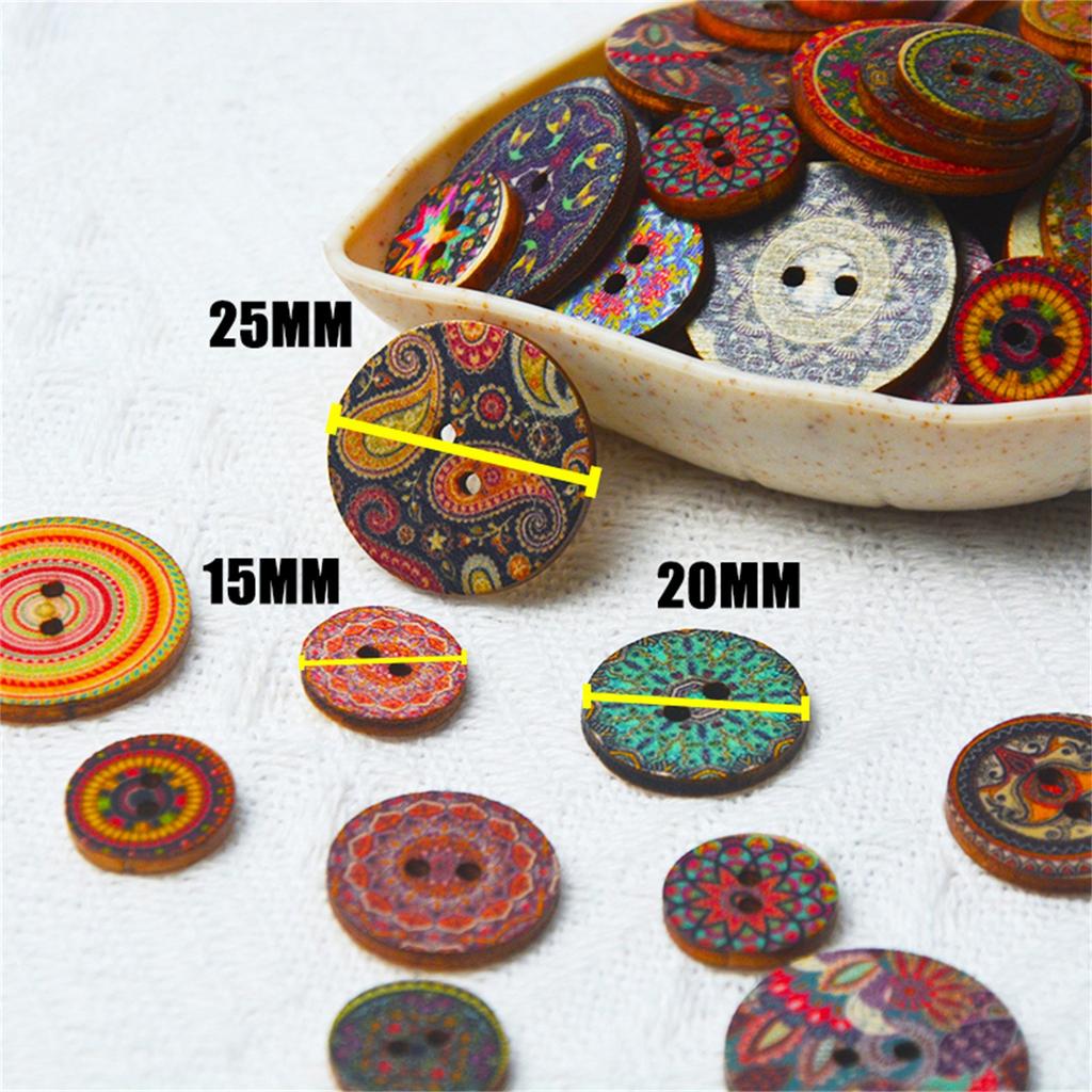 15-25mm 50/100szt. Retro Drewniane Guziki 2 Dziurki Do Rękodzieła Szycia Guzik Odzieżowy DIY Akcesoria Rzemieślnicze Dekoracja Karty Podarunkowej