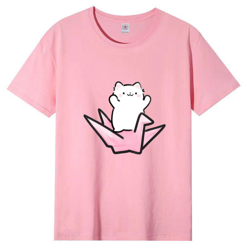 Dámské léto Populární tričko s krátkým rukávem Bavlna Prodyšné Volný top Potištěné tričko Ležérní