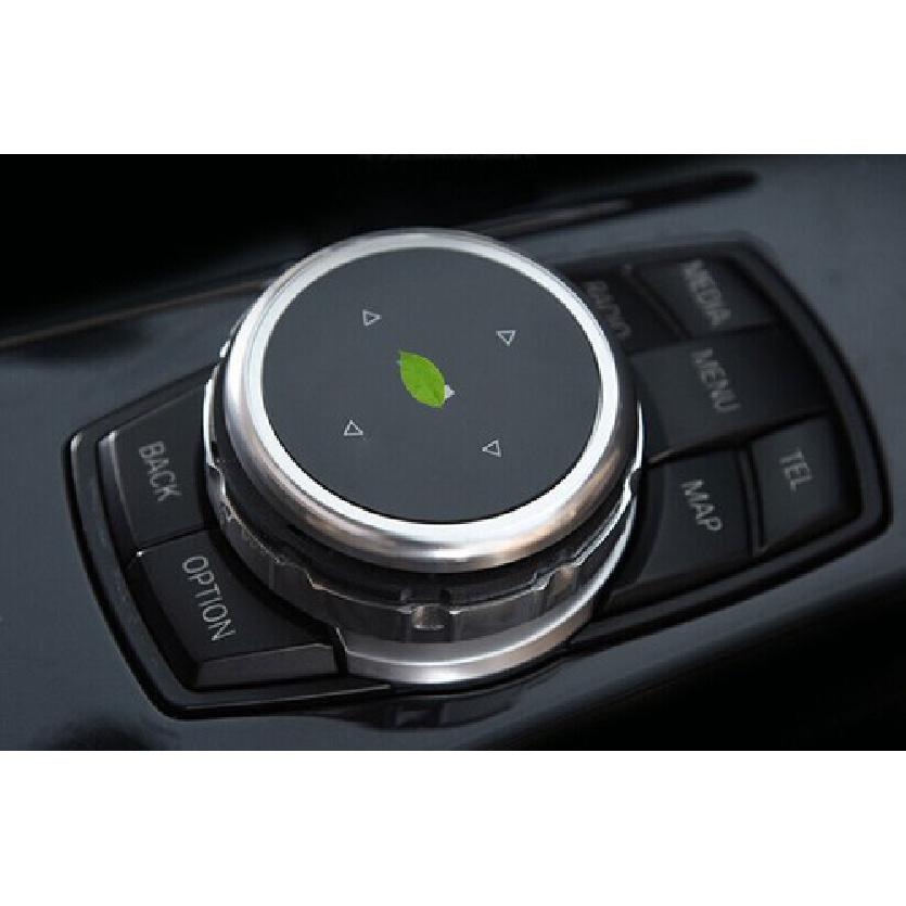 Middle Console Multimedia Knob Cover Fit For BMW X5 X6 2014-2018 Silver Aluminum