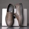 New 2025 Men's Casual Leather Shoes Soft Bottom Slip-On Cow Tendon Sole Breathable Polyurethane Bottom Adult Leather Footwear