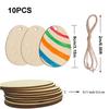 Easter Egg Wood Slice with Hemp Ropes DIY Unfinished Paint Crafts Easter Hanging Pendant for Easter Decor