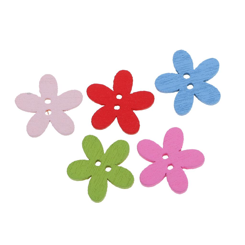100 Pieces Multicolor 15x15mm 2 Holes Mixed Decorative Buttons Fit Sewing Crafts