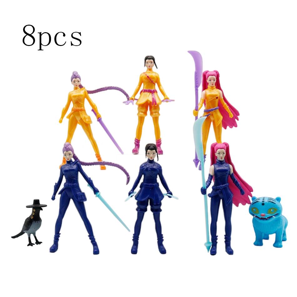 5/8/12pcs/Set Anime Kpop Demon Hunters Action Figure Toy Tiger Rumi Mira Zoey Sussy Figurine Doll For Kid Fans Gift Ornament