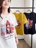 2026 Summer Korean Style Loose Fit Cartoon Cat Print Plus Size Pullover T-shirt for Women