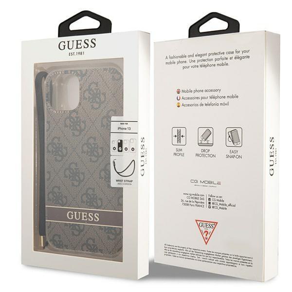 Etui do iPhone 14 Plus Guess 4G Print Strap Brązowe
