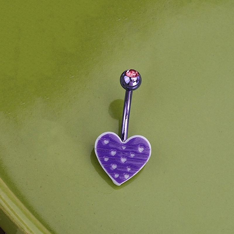 Sweet Dinosaur Navel Ring Zircon Heart Strawberry Belly Button Ring For Women Body Piercing Decor Vacation Leisure Beach Jewelry