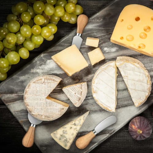 6-piece Cheese Knife Set, Stainless Steel Cheese Cutlery with Cheese Slicer and Cheese Cutter Wood Handle. Includes Cheese Knife, Cheese Fork, and Che