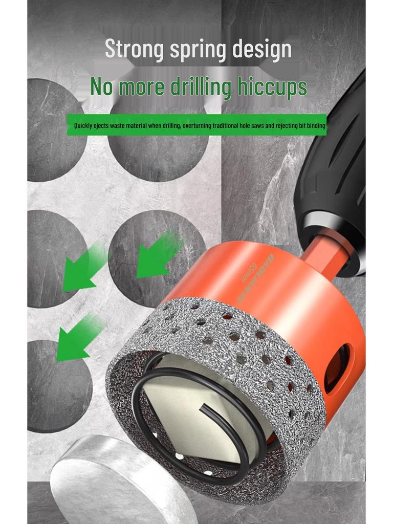 Baolian Dry Cut Hole Saw for Marble & Porcelain - Chip-Free Drilling Bit for Tile and Rock Slabs.