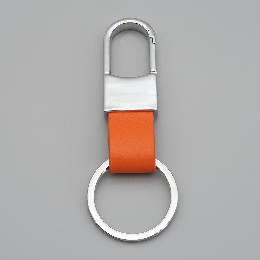 Metal and Genuine Leather Car Keychain with Customizable Laser-Engraved Logo