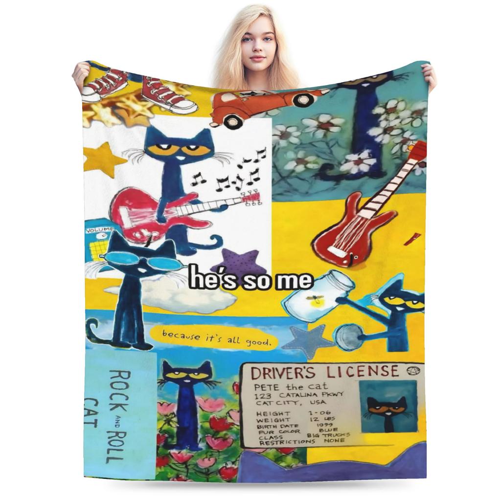 Pete The Cat Blanket Flannel Relax Super Soft Throw Blanket for Bed Bedding Throws