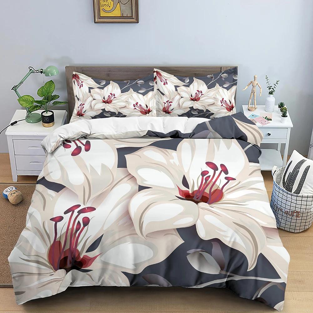 Leaves Duvet Cover Set 3D Flower Printed Bedding Set Comforter Cover With Pillowcase Single Twin King Queen Bedclothes 2/3PCS