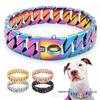 Regenbogen Edelstahl Hundehalsband & Leine Set - 32mm Breit für Große Hunde