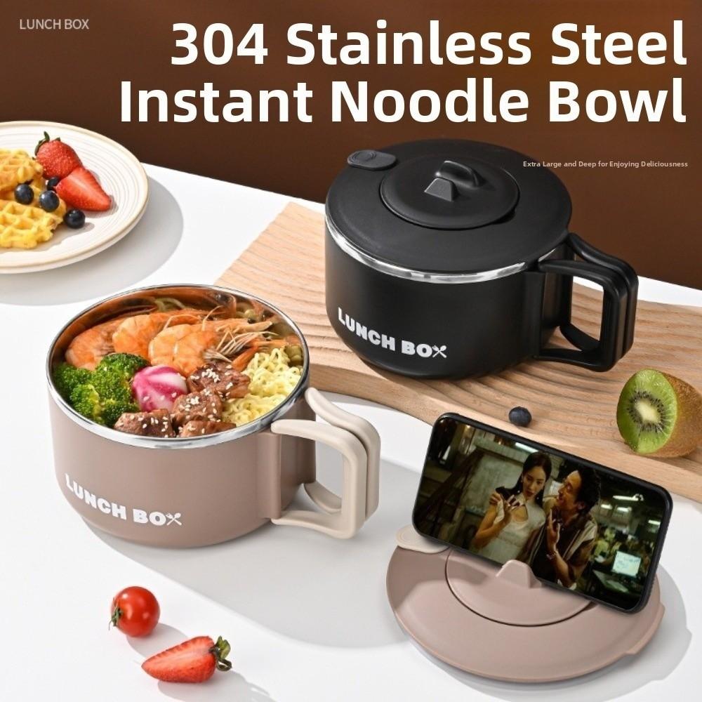 With Handle Noodles Ramen Bowl With Lid Fruit Salad Rice Soup Bowl Lunch Box  Kitchen Accessories