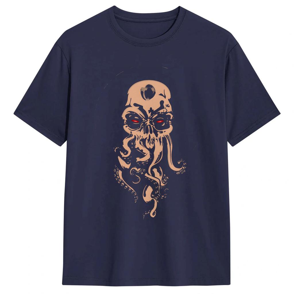 Unisex Japanese Cthulhu Sea Creature Artwork T Shirts Cotton Clothes Vintage Short Sleeve Round Collar Tee Shirt Summer TShirts